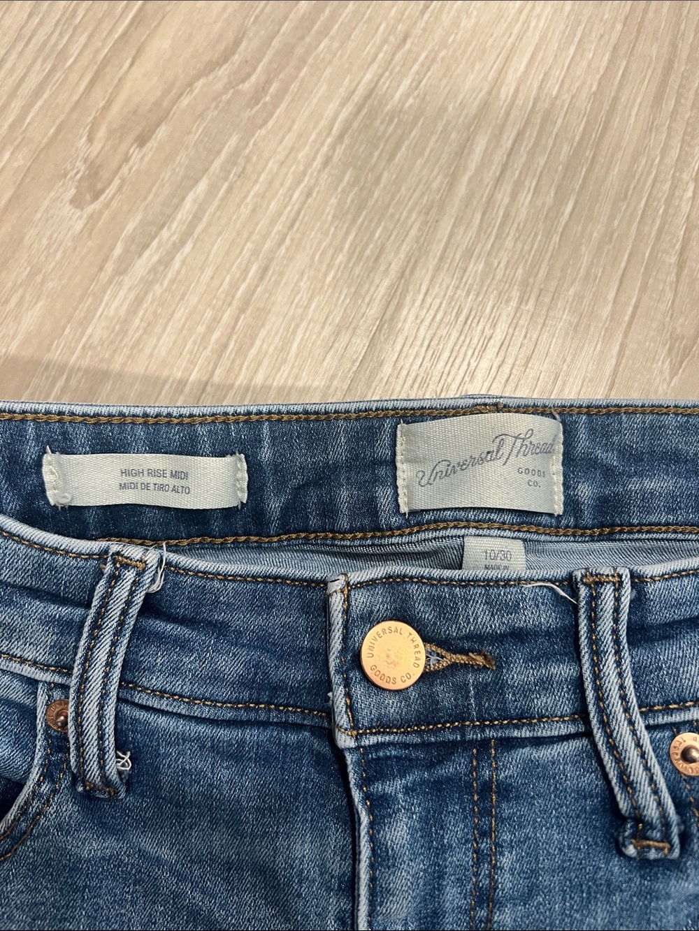 Universal Thread Distressed Dark Blue Denim Shorts - Picture 3 of 4